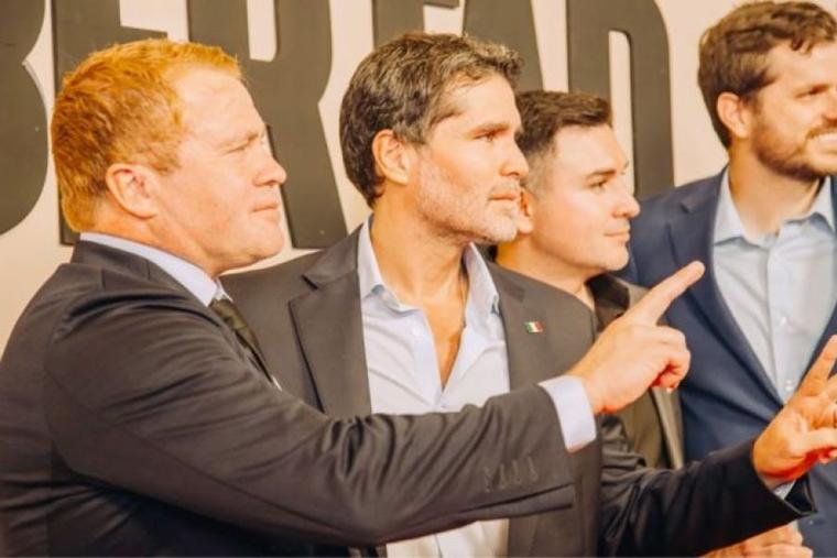 Tim Ballard (left) and Eduardo Verástegui at the preview of “Sound of Freedom” in Mexico City, on Aug. 29, 2023.
