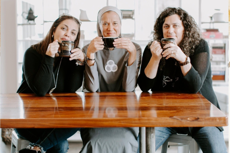 L to R: Michelle Benzinger, Sister Miriam James Heidland and Heather Khym