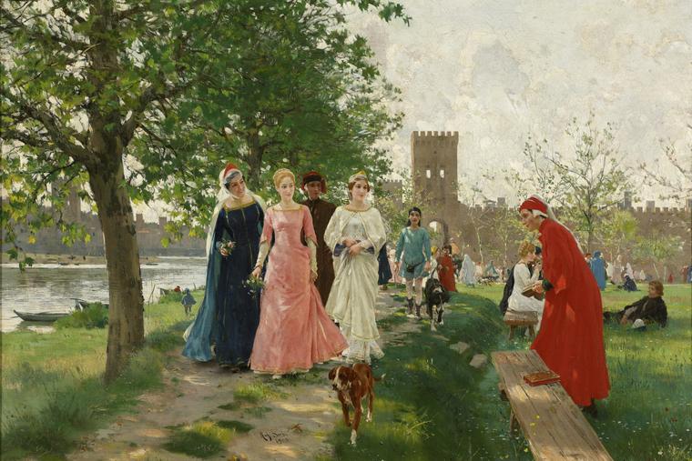 Raffaelo Sorbi, “Dante Meets Beatrice,” 1903