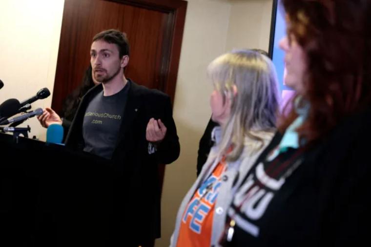 Jonathan Darnel speaks at a news conference at the Hyatt Regency on April 5, 2022, in Washington, D.C.