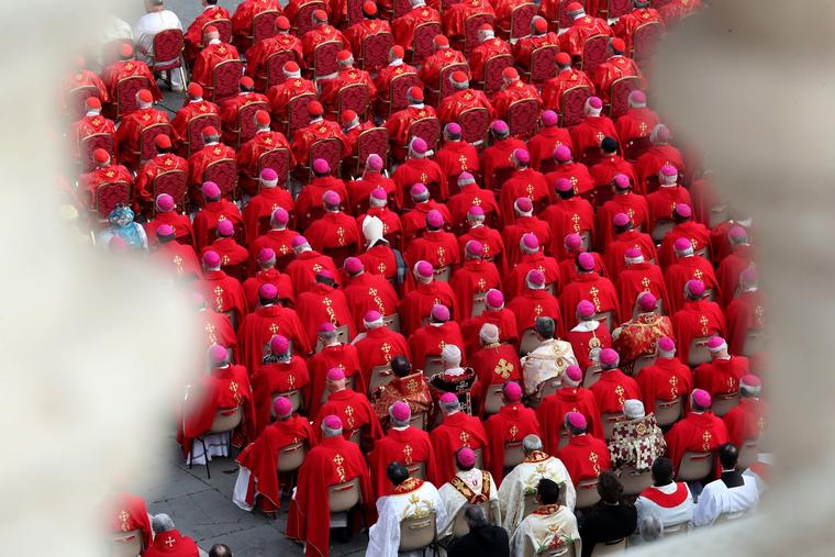 Cardinals and bishops attend the funeral Mass of Pope Emeritus Benedict XVI on Jan. 5 in St. Peter’s Square.