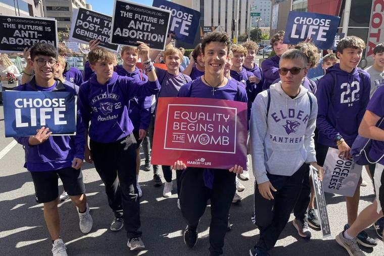 Students participate in the Ohio March for Life in Columbus, Oct. 5, 2022.