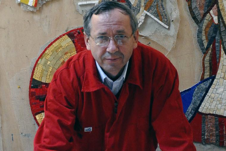 Then Jesuit Father Marko Rupnik is shown at the 'Aletti' workshop in Rome in November 2007.