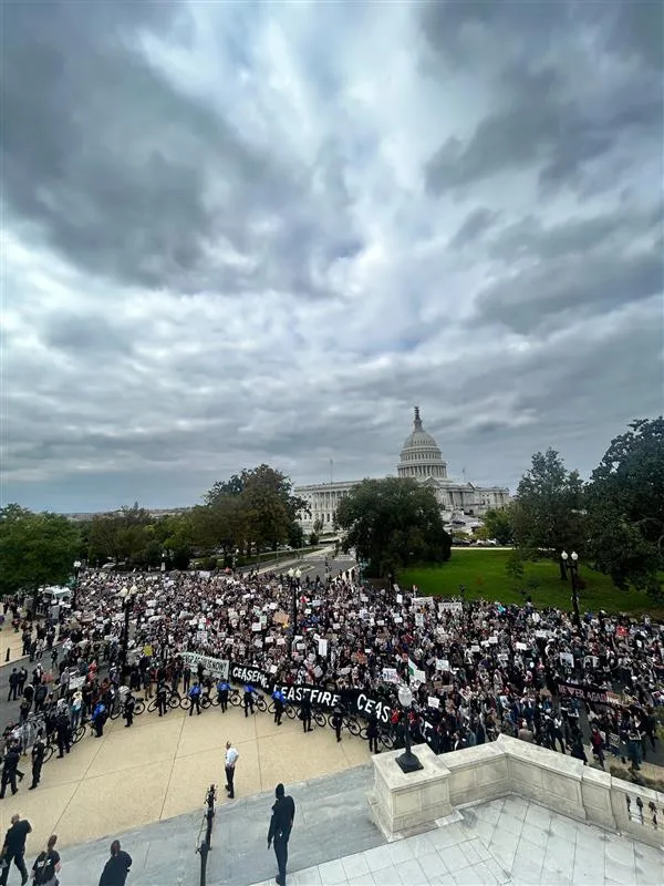 Thousands of mostly Jewish protestors from the progressive groups Jewish Voice for Peace and IfNotNow participated in a protest inside and outside the Cannon House Office Building, which is attached to the Capitol in Washington, D.C., on Oct. 18, 2023. Credit: Photos used with permission from Jewish Voice for Peace