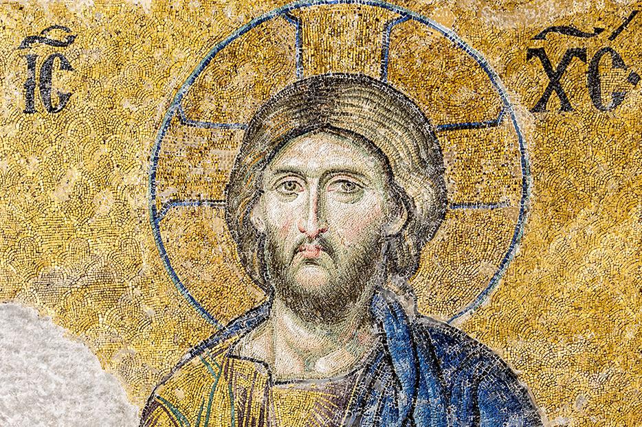 From the 13th-century Deesis Mosaic in Hagia Sophia.