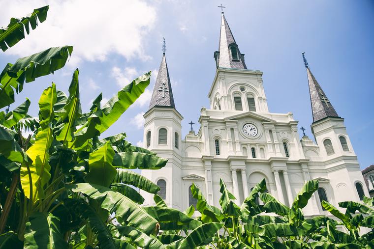 Saint Louis Cathedral is in the French Quarter of New Orleans, Louisiana.