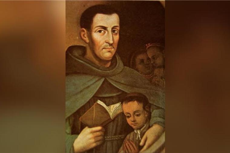 A painting of Franciscan missionary Brother Pedro de Gante with Juan Diego, whom the friar baptized along with Diego’s wife in 1525.