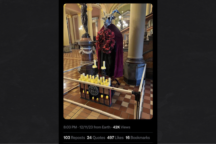Satanic symbol on display at the Iowa statehouse.