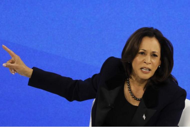 U.S. Vice President Kamala Harris speaks in New York City on Nov. 29.