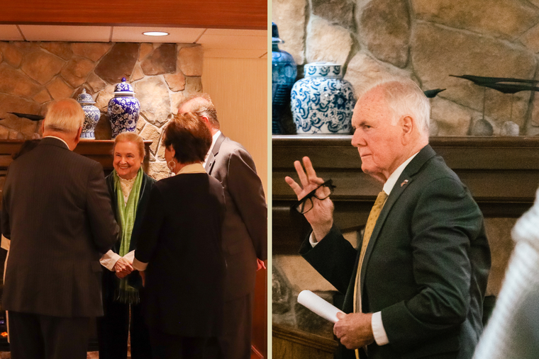 L to R: Mary Ann Glendon and Raymond Flynn attend the Oct. 28 honors banquet.