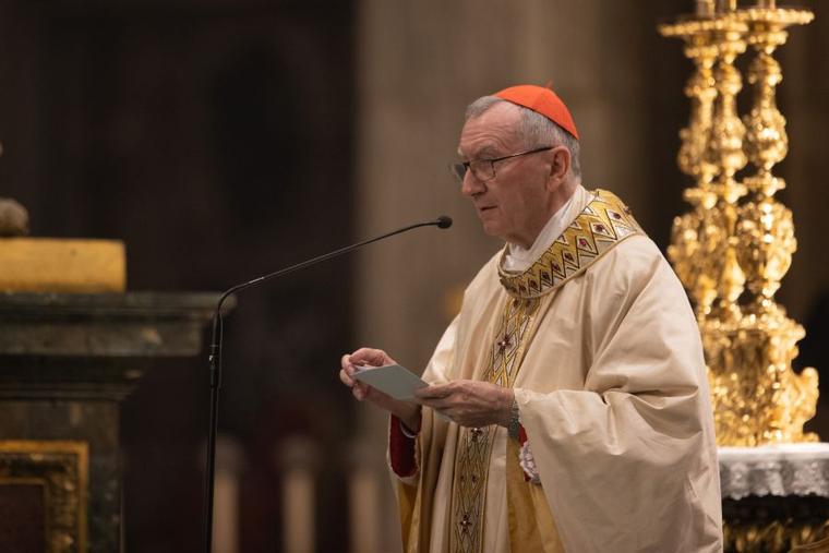 Cardinal Pietro Parolin celebrating Mass for peace in Ukraine in the Basilica of St. Mary Major in Rome, Nov. 17, 2022.