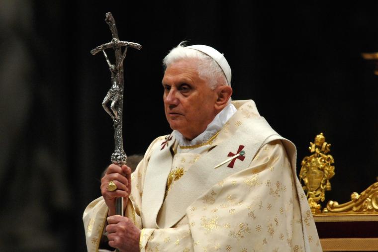 Pope Benedict XVI offers midnight Mass on Christmas Eve, Dec. 24, 2007.
