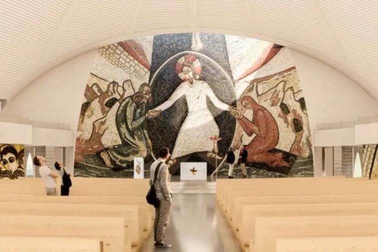 Project devised by Father Marko Rupnik for the chapel of the Francisco de Vitoria University outside Madrid, Spain.