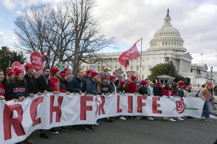 Pro-life activists march outside of the U.S. Capitol during the March for Life in Washington, Friday, Jan. 20, 2023. This year's march is January 19, 2024.
