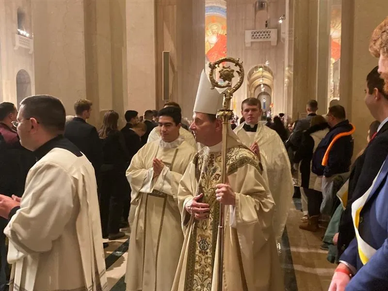 Arlington Bishop Michael Burbidge was the principal celebrant for the Mass at the National Prayer Vigil for Life at the Basilica of the National Shrine of the Immaculate Conception. Credit: Photo by Joe Bukuras