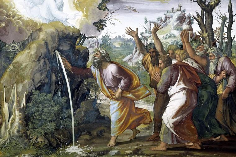 Raphael, “Moses Strikes the Rock at Horeb,” ca. 1518; Raphael Loggia in the Apostolic Palace at the Vatican