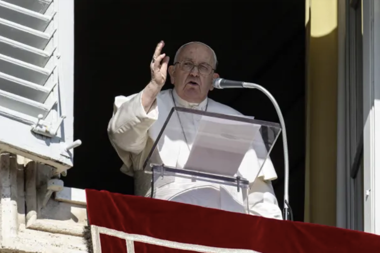 Pope Francis delivers his Sunday Angelus address on Feb. 4.