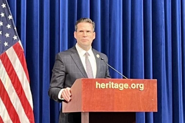 University of Dallas President Dr. Jonathan Sanford speaks at the Heritage Foundation on Feb. 8, 2024.