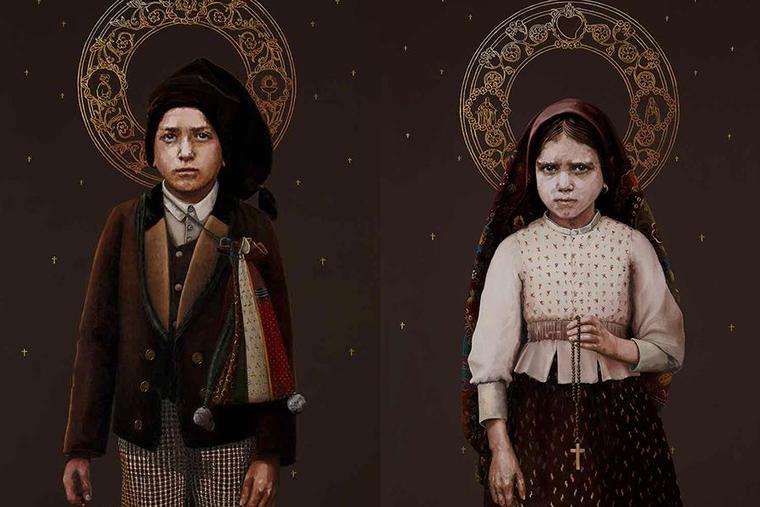 Official portrait of Francisco and Jacinta Marto, designed by Silvia Patricio.