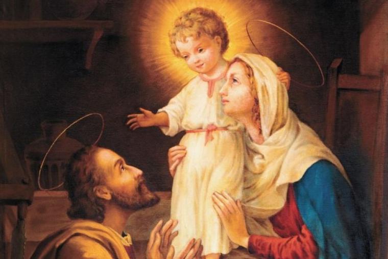 A painting of the Holy Family by an unknown artist of the 19th century adorns the Church of St. Benedict in Parma, Italy.