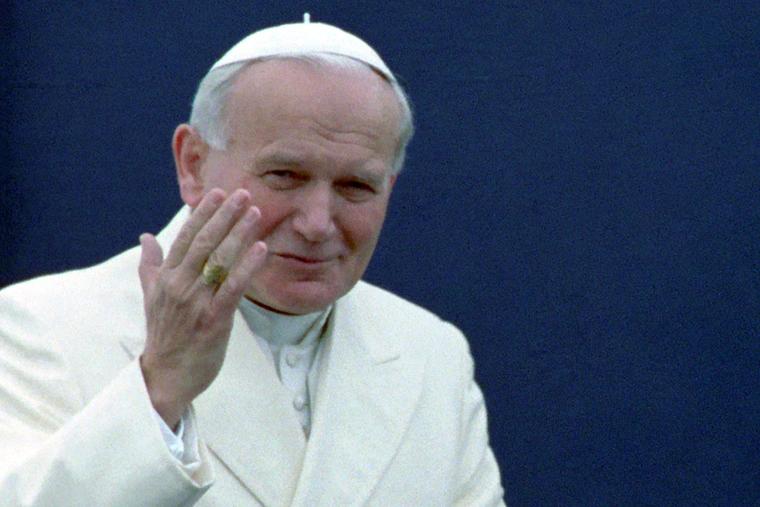 Pope St. John Paul II visits the Fairbanks Airport in Fairbanks, Alaska, on May 2, 1984.