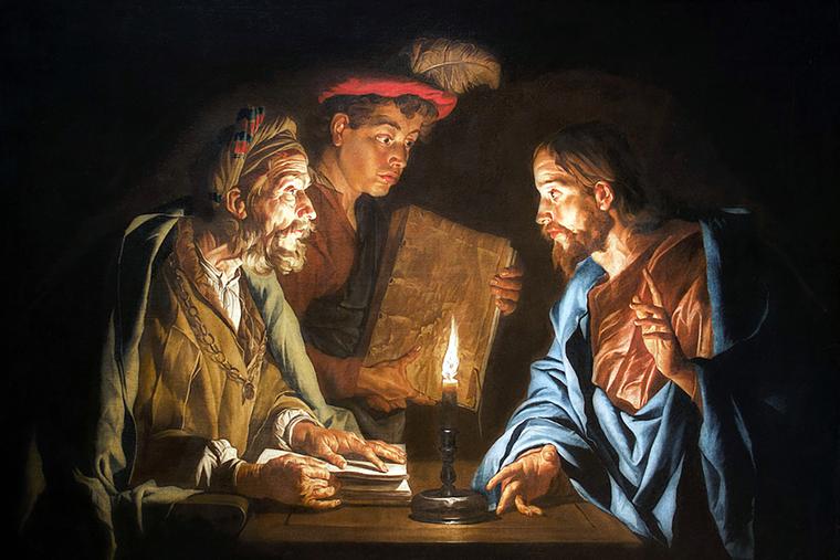 Matthias Stom, “Jesus Christ and Nicodemus,” c. 1640-1650, Hessian State Museum Darmstadt, Germany