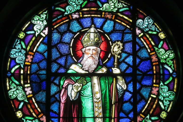 Stained glass inside Saint Patrick Catholic Church in Junction City, Ohio.