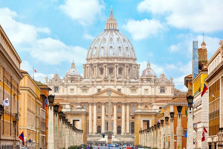 View of St. Peter's Basilica inside Vatican City.