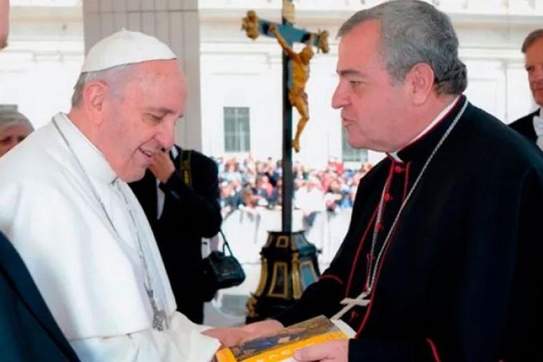 Pope Francis and Archbishop José Antonio Eguren.