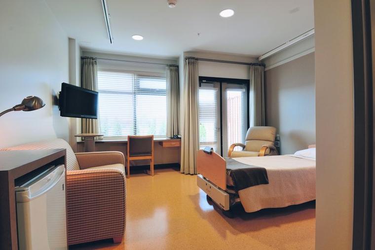 A room at the former hospice facility run by the Delta Hospice Society in Delta, British Columbia, Canada. The Canadian government in 2020 ended a $1.5 million funding contract with Delta Hospice over the organization’s refusal to implement medical assistance in dying (MAID). Then British Columbian Fraser Health Authority terminated the property lease with Delta Hospice, which shut the facility down.