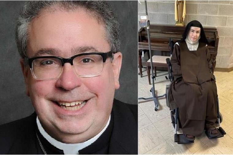 L to R: Bishop Michael Olson of Fort Worth, Texas, and former Mother Superior Teresa Agnes Gerlach of the Most Holy Trinity Monastery in Arlington, Texas