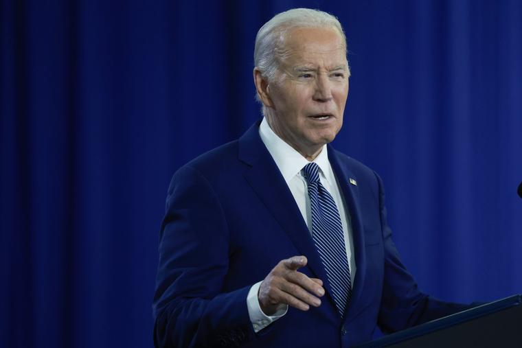 President Joe Biden speaks during a campaign stop at Hillsborough Community College’s Dale Mabry campus on April 23 in Tampa, Florida. During the event, President Biden spoke about abortion.