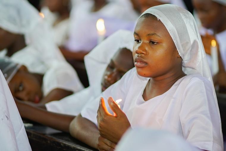 Candidates for the sacrament of baptism in Nigeria.