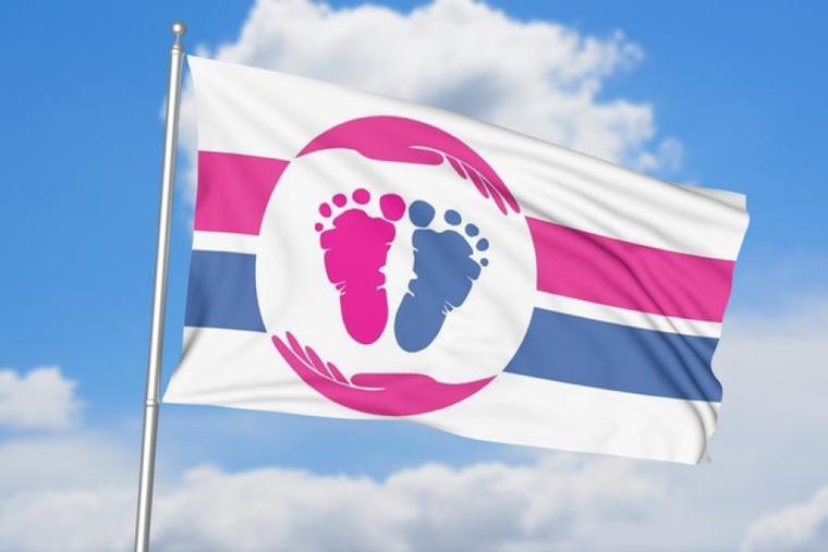The pro-life flag from the Pro-Life Flag Project (www.prolifeflag.com).