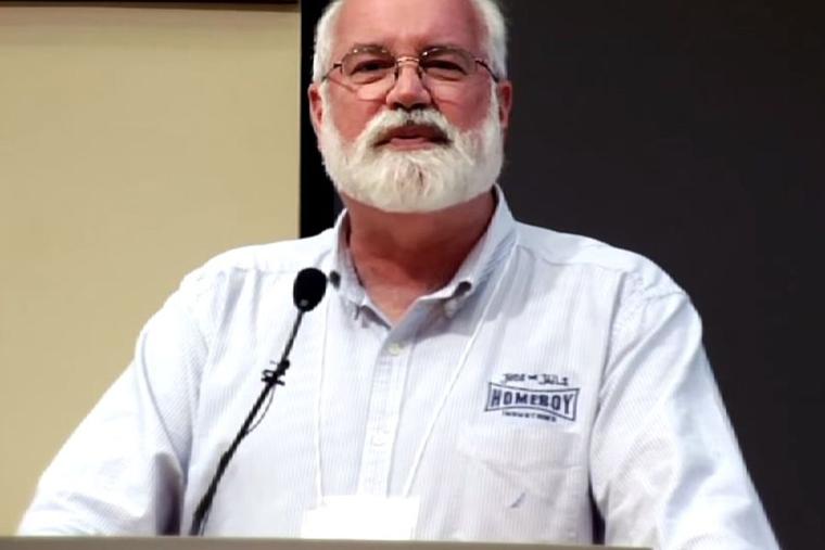 Father Greg Boyle gives an address at “We ♥ LA: An Urban Retreat for LA's Passionate Leaders” in 2010.