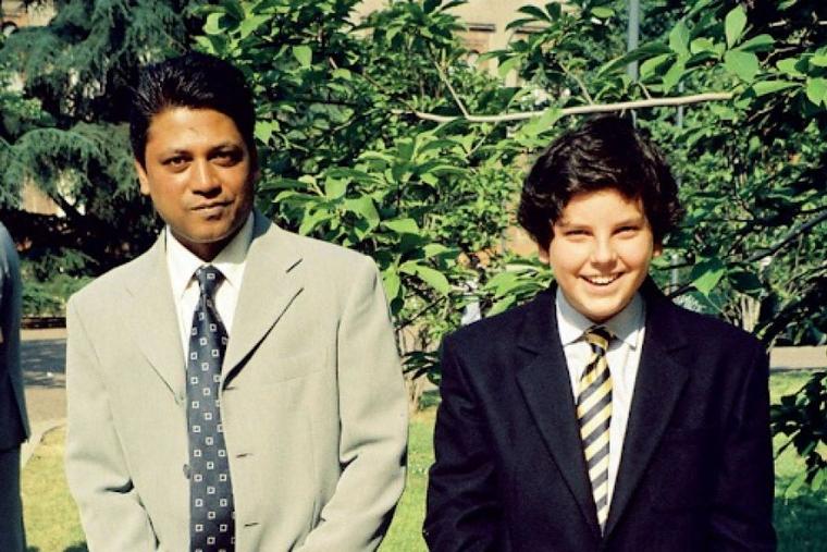 Rajesh Mohur pictured with Carlo Acutis on the day of his confirmation.