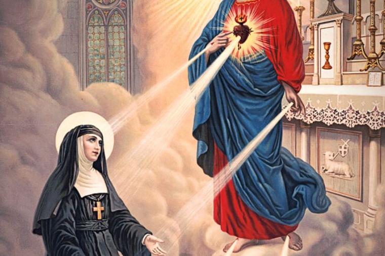 Jesus appearing to St. Margaret Mary Alacoque.