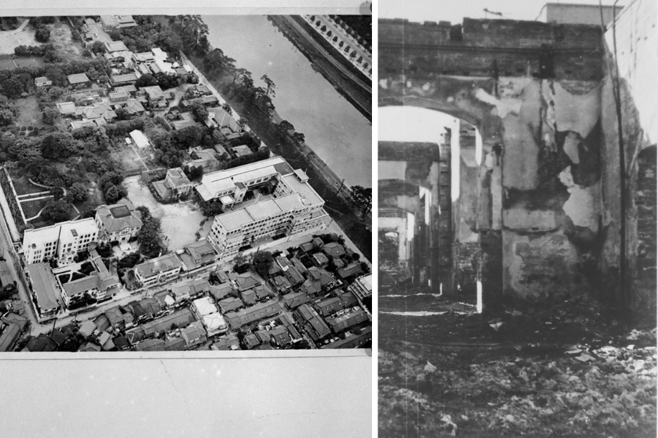 Sophia University, one of the most prestigious Catholic universities in Asia, with 14,000 students. Pope Pius X directed German Jesuits to establish the university in 1906. The photos show it in 1932; in 1945, after bombing damage to the main building; and today. Courtesy of Sophia University Archives.