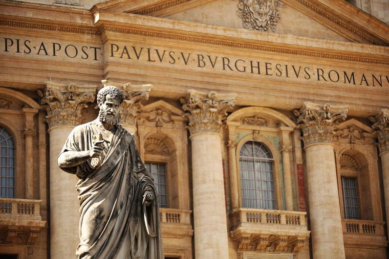 Statue of St. Peter in front of St. Peter's Basilica.