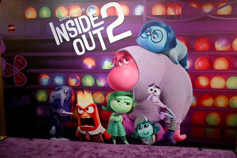 An 'Inside Out 2' display at a special screening of the movie at El Capitan Theatre on June 13, 2024 in Los Angeles, Calif.