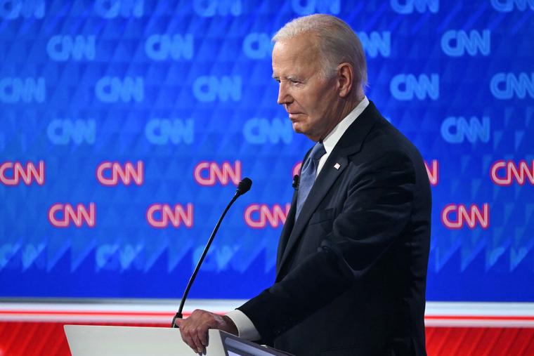 President Joe Biden speaks during the first presidential debate of the 2024 elections with former U.S. President and Republican presidential candidate Donald Trump at CNN's studios in Atlanta, June 27.