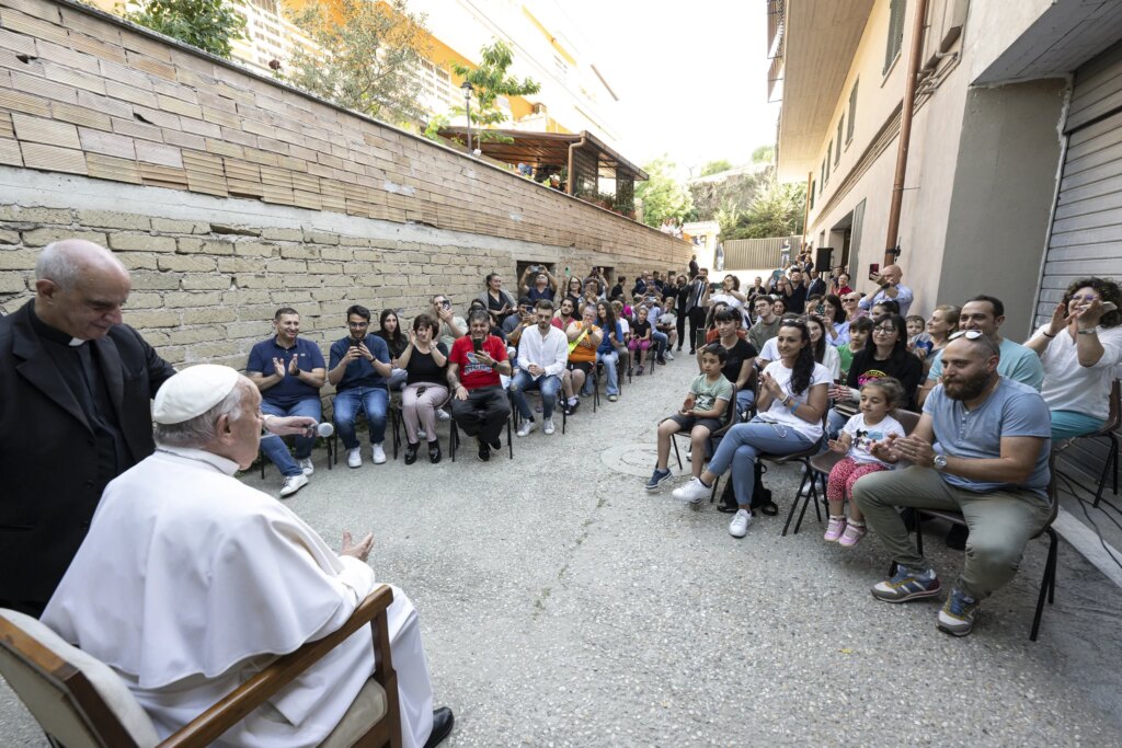 Pope Francis visits with families from St. Bridget of Sweden Parish in Rome’s Palmarola neighborhood on June 6, 2024. Credit: Vatican Media