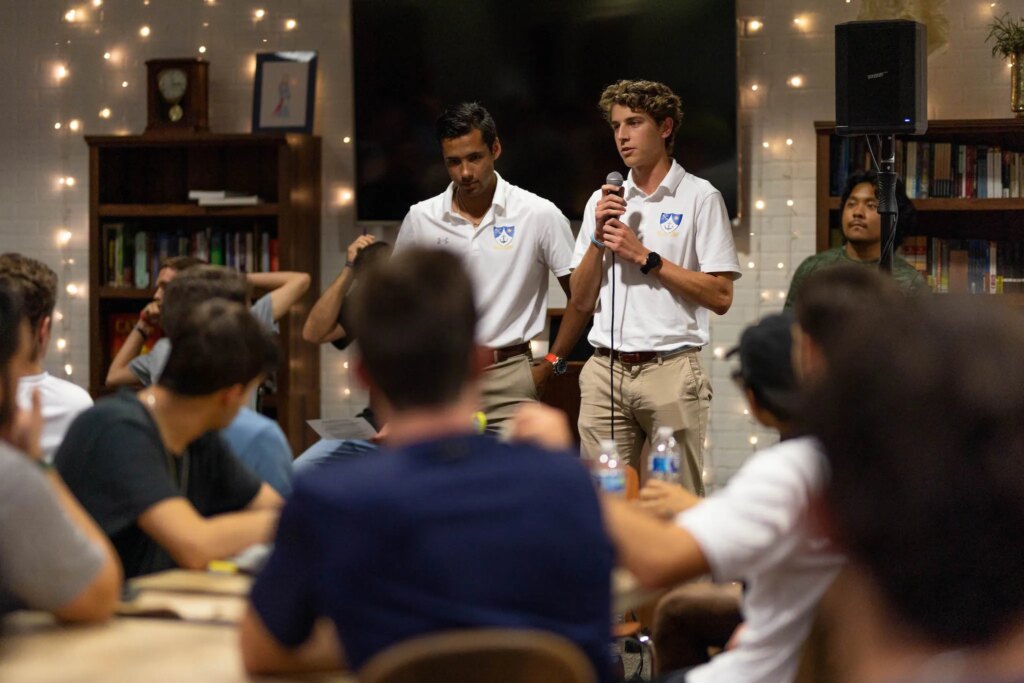 Young men at Ave Maria University take part in an event hosted by the St. Joseph's Men's Group, which strives to form selfless husbands, loving fathers, and emulate the group's namesake. Credit: Ave Maria University