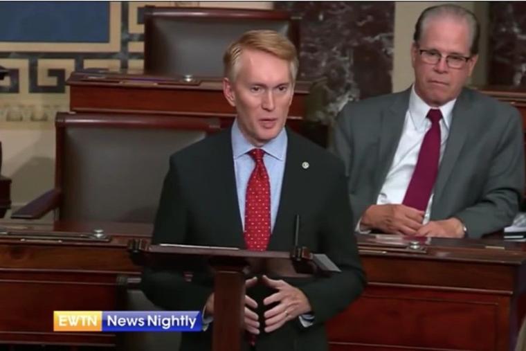 Sen. James Lankford, R-Okla., speaks on the Senate floor in favor of his pro-life amendment.