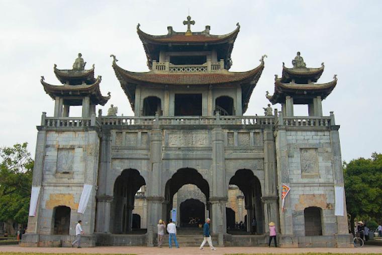 The front of the Phat Diem Cathedral, Vietnam.