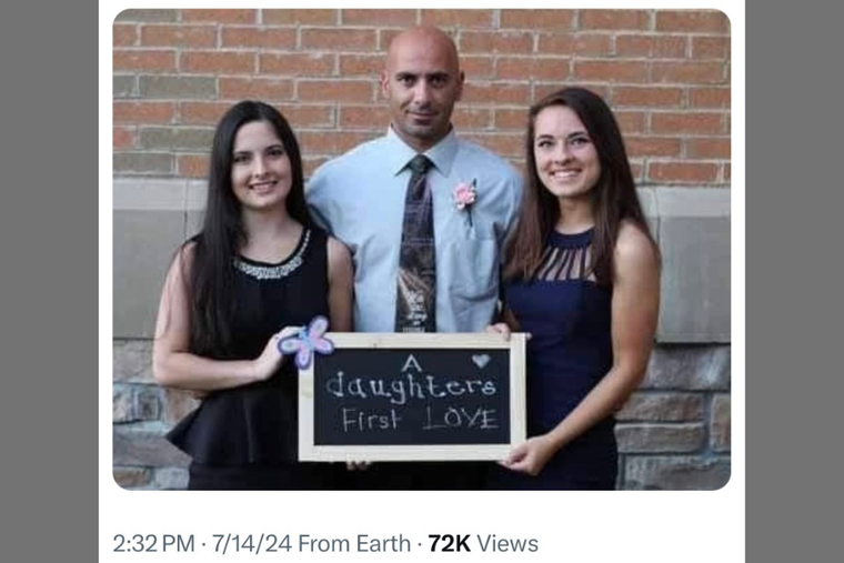 50-year-old former firefighter Corey Comperatore stands with with his two daughters in a picture. He lost his life July 13, 2024 during the assassination attempt on former President Donald Trump during a campaign rally.