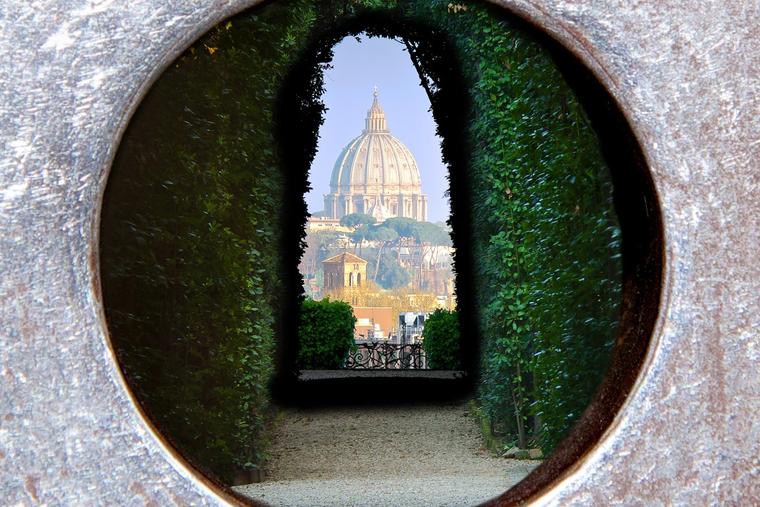 St. Peter's Basilica is seen through Rome’s famous Aventine Keyhole