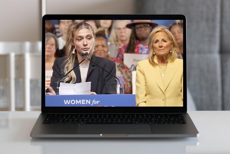 Hadley Duvall (l) and First Lady Jill Biden are featured together in the Democratic presidential campaign ad, “Her Name Is Hadley Duvall.”