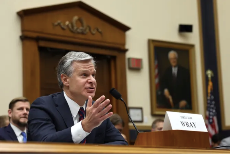 FBI Director Christopher Wray testifies before the House Judiciary Committee in the Rayburn House Office Building on July 24 in Washington, D.C.