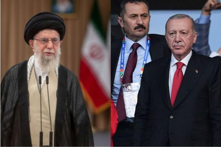 Iranian Supreme Leader Ayatollah Ali Khamenei (left) and Turkish President Recep Tayyip Erdoğan